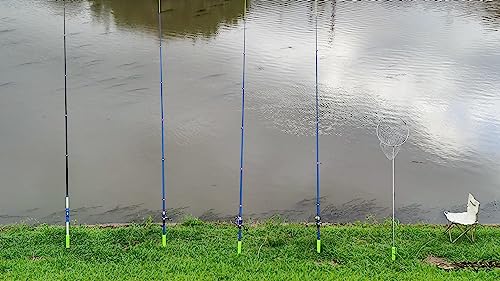 Fishing Rod Holders for Bank Fishing,Bank Fishing Rod Rack Stand,Fishing Pole Holders Ground, with Fishing Rod Alarm Bell - color: Green