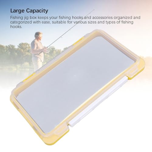 Portable Water proof Fishing Tackle Box - Slim Foam Insert Hook Organizer Case for Lures & Jigs (17.3x9.75x2cm, Yellow)