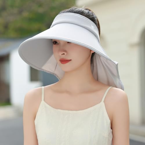 Sun Visor Hats for Women Wide Brim UPF 50+ UV Sun Protection Visor Hats Casual Adjustable Roll up Summer Beach Caps - color: B-black