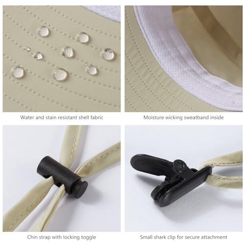 UPF 50+ Foldable Sun Hats Wide Brim with Large Neck Flap for Men Women UV Protection Gardening Fishing Beach Hat - color: Beige