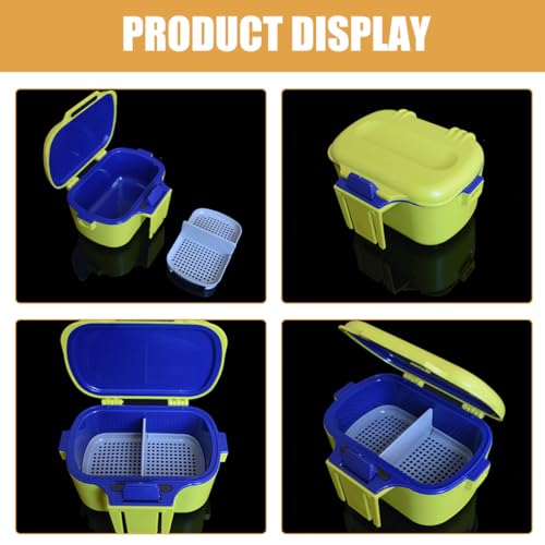 Kichvoe Dual-Layer Worm Bait Storage Box with Clip Portable Fishing Bait Holder Container Large Capacity for Live Worms Waist Hanging Fishing Accessories