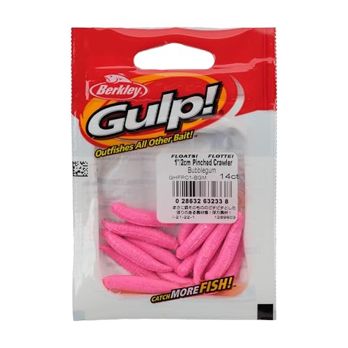 Berkley Gulp! Floating Pinched Crawler Fishing Soft Bait - color: Bubblegum - Original Scent, size: 1"