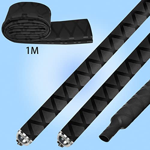 30 mm 35mm 40mm X-Tube Heat Shrink Sleeve Wrap Tubing for Fishing Rod Grips with Non Slip Waterproof and Insulation Lengths Durable Repair 39Inch(1M) - color: 30MM Black