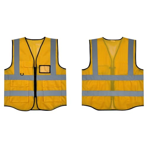 Fishing Vest - Work Vest for Men V Neck Zip Up Lightweight Breathable Sleeveless Utility Jackets Mesh Outwear Vests 2026 - color: 04# Yellow