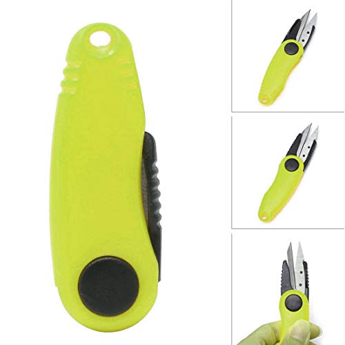 GARASANI Mini Stainless Steel Foldable Blade Fishing Plier Scissor Braid Line Snip Cutter with Key Chain (Green)