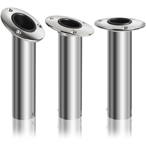 2 Pack Fishing Rod Holders, Heavy Duty Stainless Steel Flush Mount Rod Holders with Liner, Available in 15° 30° 90° for Boats & Yachts