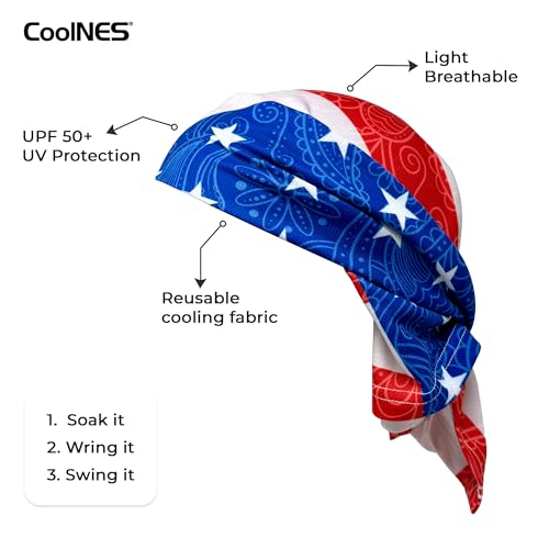 CoolNES - Cooling Bandana Adjustable Cools Instantly When Wet UPF 50 - color: Usa
