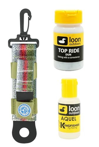 Loon Outdoors Aquel and Top Ride Dun Dry Fly Floatant with Kingfisher Combo Holder - color: Rainbow Trout
