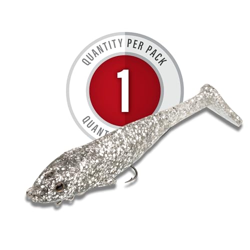 Strike King Final Copy Fishing Lure, Pre-Rigged Soft Plastic Swimbait, Free-Swinging Size 4 Treble Hook, Belly Magnetic Hook Keeper, 7/8-Ounce - color: Carolina Chrome