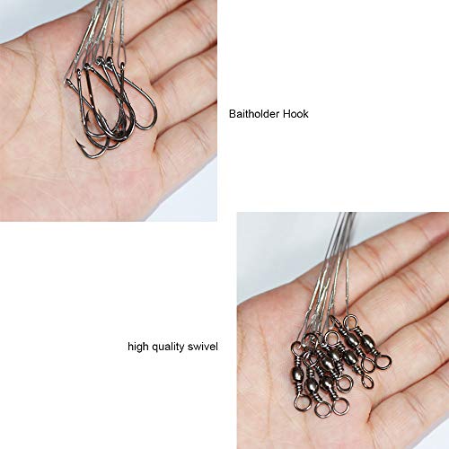 20pcs Wire Leader Hook Rigs Baitholder Fishing Hook Nylon Coated Fishing Wire Leader with Swivel - color: 10inch silver, size: 3#-20pcs