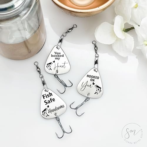 for Him Fishing Lures - Men's Gift Themed Fishing - Set of 3 - Best Catch Ever, Hooked on You, 5 Reasons I Love You - Birthday, Christmas, Stocking Stuffer, Valentine's Day, Just Because