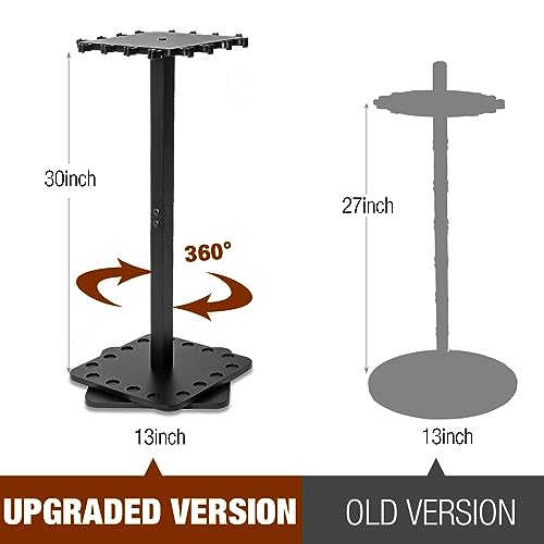 Ghosthorn Fishing Rod Holders for Garage 360 Degree Rotating Fishing Pole Rack, Floor Stand Holds up to 16 Rods Wood Fishing Gear Equipment Storage Organizer, Fishing Gifts for Men Women - style: black