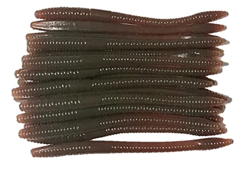 20 Pcs 6.25" Drop Shot Finesse Worms (Scented, Floats) Soft Plastic Baits for Bass Fishing - color: Motor Oil