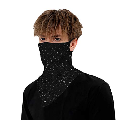 YAYOUREL Neck Gaiter Face Mask Bandanas for Men Women UV Face Scarf Cover Ear Loop Hole Facemask for Fishing Running Cycling - color: Black