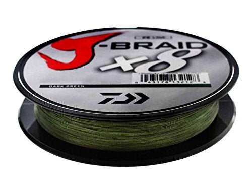 Daiwa J-Braid 300M 8-Strand Woven Round Braid Line - color: DARK GREEN, size: 6 lb