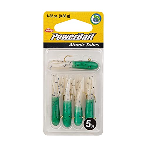 Berkley PowerBait Pre-Rigged Atomic Tubes Fishing Soft Bait - color: Glow, size: 1/32 oz