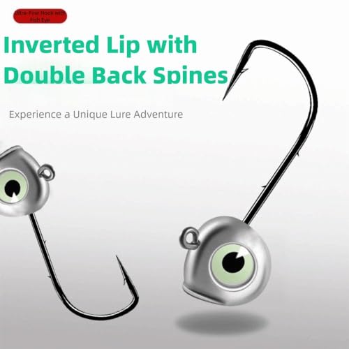 10pcs Luminous 3D Eye Jig Head Hooks 2.5g-4.2g-Glow in Dark Fishing Lures for Bass Carp Ice Fishing, No-Tangle Soft Baits - size: 3.5g