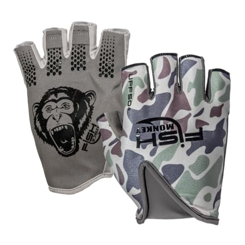 Fish Monkey Stubby Guide Glove - color: Blue Water Camo, size: Medium