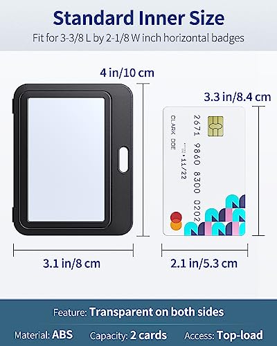 Uniclife 3 Pack ID Badge Holder with Double-Sided Windows Horizontal Hard Plastic Case Black Card Protector Pouch for Office School ID Credit Cards Proximity Key Cards Driver’s Licenses and Passes | Hard plastic horizontal holder with double-sided clear w