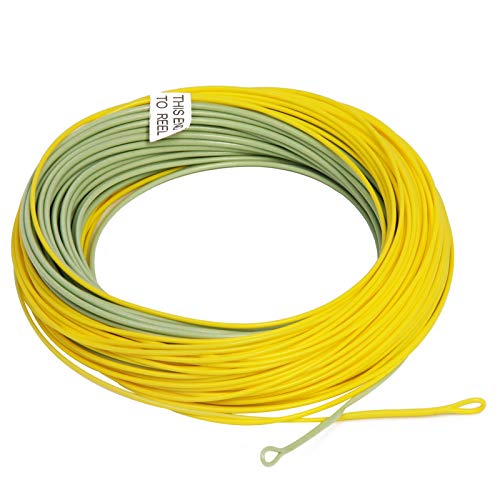 Gold Fly Line 90FT Weight Forward Floating 2 3 4 5 6 7 8 9WT Fly Fishing Line - color: MOSS GREEN + FLUO YELLOW, size: WF7F-100FT