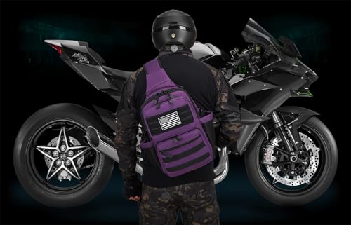 Tactical Sling Backpack Holster Range Shoulder Bag 15L Crossbody Bag Water Bottle Holder Radio Pouch 6 Elastic Slots - color: Purple Deep