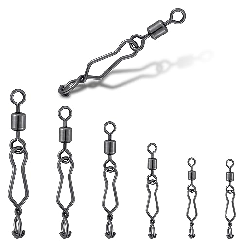 Dr.Fish 20 Pack Fishing Speed Clips with Barrel Swivel, Stainless Steel Lure Quick Clips Snap Swivels Freshwater - size: #4-77LB
