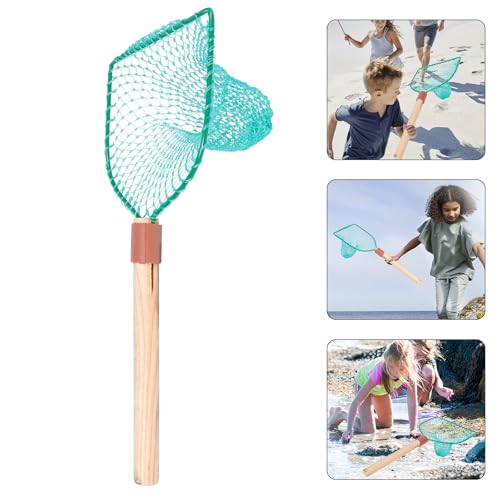 Wood Handle Fishing Net with Large Mesh, Wear-Resistant Portable Fish Catching Basket for Outdoor Carp and Trout Fishing, 30cm Wooden Frame Net for Anglers