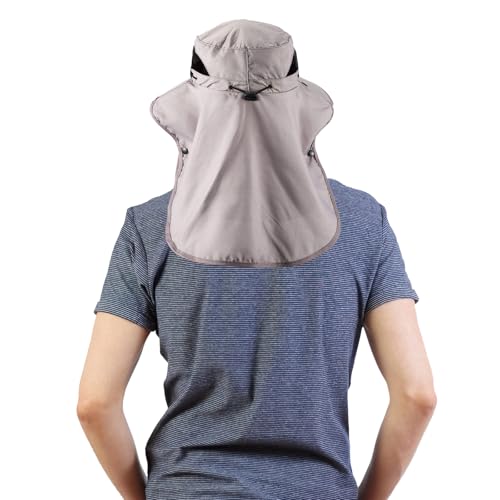 Cuffbow 3 Pcs Sun Hat for Men Women with Neck Flap Breathable Wide Brim Bucket Hat UV Protection UPF 50+ Fishing Hiking - color: Dark Gray, Gray, Army Green