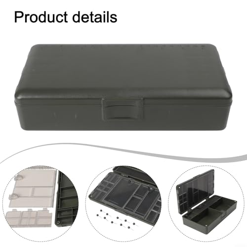 Carp Fishing Tackle Box with 10 Rig Pins, Deep Compartment for Spools and Tools, PVC Storage System for Leader Lines and Accessories, Black