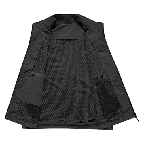 Fishing Vests for Men Lightweight Stand Collar Hiking Travel Vest - color: Black, size: X-Small