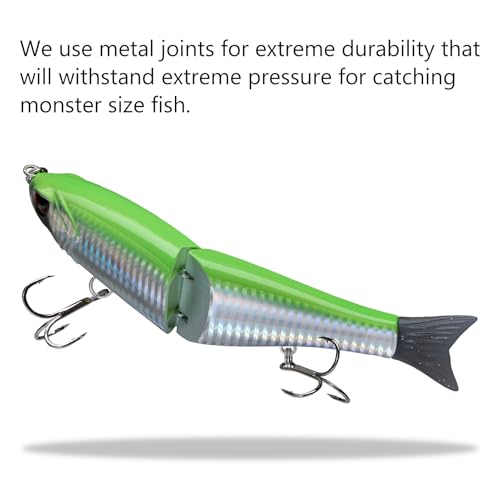 Bassdash SwimShad Glide Baits Jointed Swimbait Bass Pike Salmon Trout Muskie Fishing Lure,3-Pack - color: Green/Silver +Pink/Silver +Black/Silver, size: 7in/2.2oz