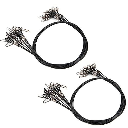RiToEasysports Fishing Wire Line Leash, Anti Bite Steel Fishing Leader with Rolling, for Sea Boat Deep Sea - color: Black