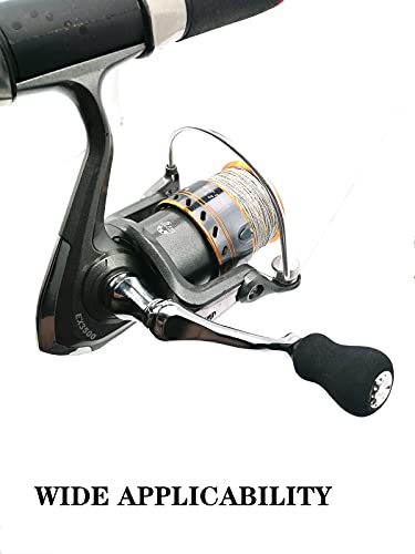 Fishing Spinning Reel Handle, All-Metal, with the Grip EVA for Spinning Reels Replacement Grip Parts, 2 Pack, Silver, Medium Large