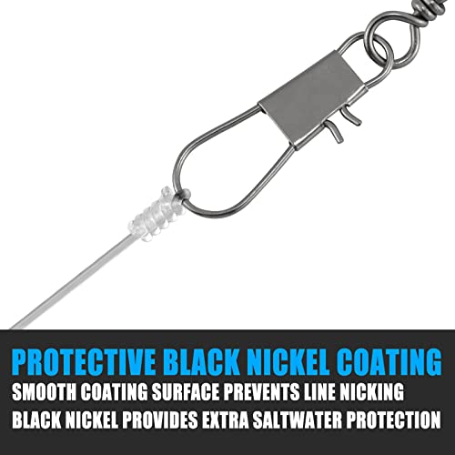 Dr.Fish 50 Pack Fishing Snap Swivels, Barrel Swivels Fishing Tackles, Stainless Steel Safty Interlock Snaps Leader Line Lure Connector Fresh&Saltwater 26-132Lb - size: #2/0(95LB)-50 Pack