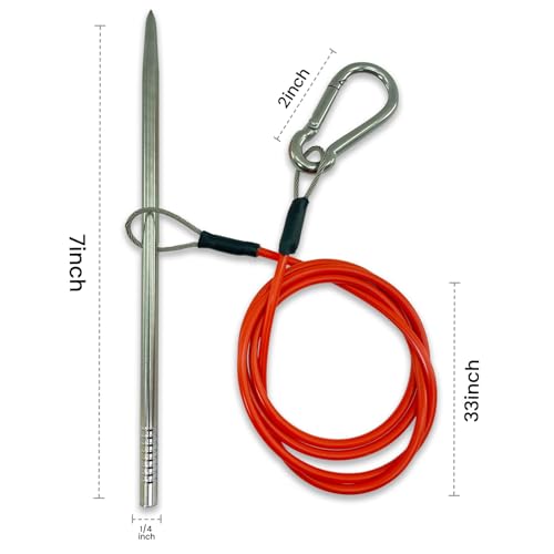 Fish Stringer for Spearfishing with Coated Stainless Steel Cable and Heavy Duty Carabiner (Float Fish Stringer)