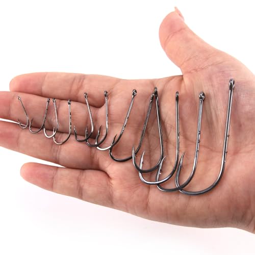 Dr.Fish 100 Pack Baitholder Fishing Hooks, Freshwater Fishing Straight Shank Worm Hooks Walleye Rig Bass Crappie Panfish Bluegill - size: 12#-100 Pack
