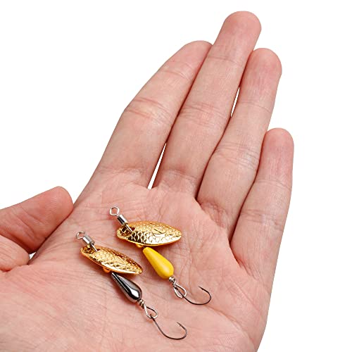 Trout Spinners - Fly Trout Fishing Lures for Bass Salmon Pike, Smallmouth Bass Lures with Brass Spinner for Lake River Fishing - color: Style C-0.1oz/5PCS