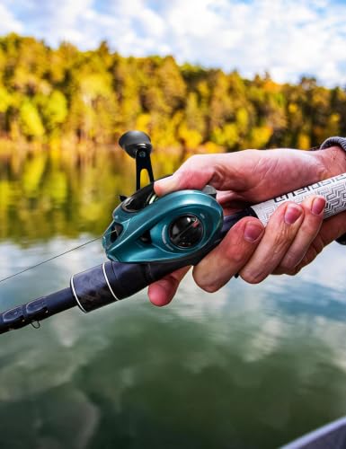 Piscifun Ultra-Light Baitcasting Reel, 5.5 oz Compact Low Profile Baitcaster, 7.1:1 Gear Ratio, 40mm Palm Fit, Magnetic Brake Fishing Reel for Creeks, Ponds, Light Lures & Finesse Bass - color: Teal