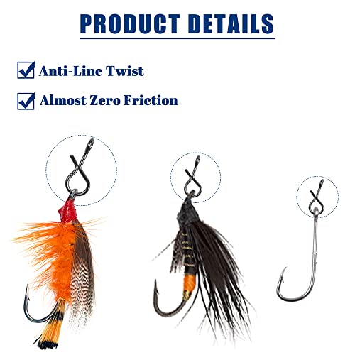 Fly Fishing Snaps Twist Clips,300pcs Stainless Steel Quick Change Lure Snaps No Knot Fast Clip Lure Connector for Flies Jigs Hooks Fly Trout Fishing Lures Clip Swivels Terminal Tackle