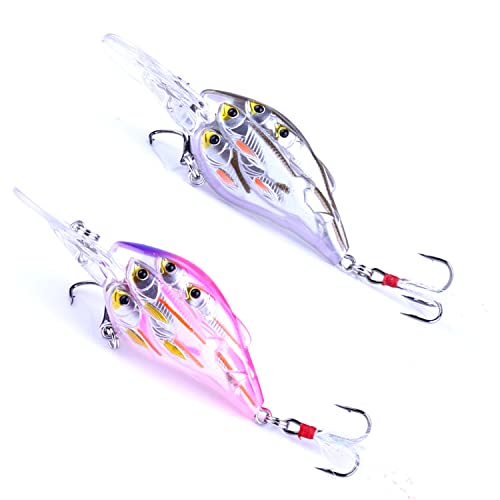 CrankBaits Fishing Lures CrankBait of Bass,Topwater Lures for Freshwater and Saltwater Shallow Water Deep Diving Swimbait,Topwater Bait for Trout Bass Fishing Lure,5pcs/Box