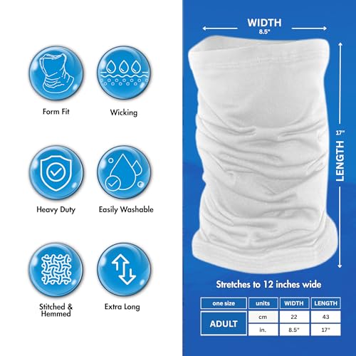 Neck Gaiter for Men & Women - UPF 50+ Sun Protection, Fishing, Cooling - color: White