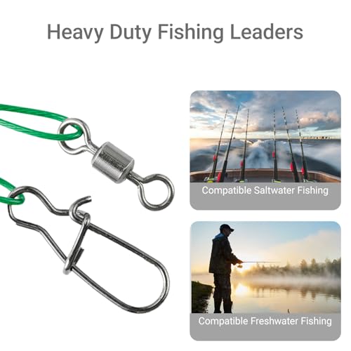 Atibin Stainless Steel Fishing Leaders Freshwater Saltwater Swivels Leader Fishing Wire High Strength Line Leader Lures Black Nickel - size: #4 (11.8in-50lb) 30pcs