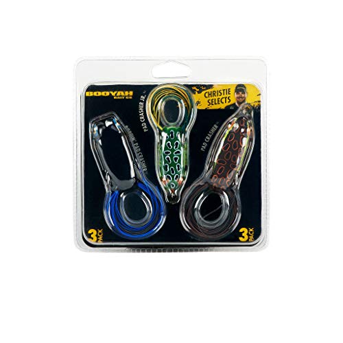Booyah Pad Crasher 3-Pack Topwater Bass Fishing Hollow Body Frog Lure with Weedless Hooks - color: Christie Selects