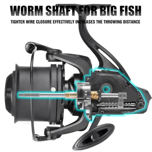 Heavy Duty Spinning Reel Metal Body with CNC Machined Spool 55LB Max Drag 6/8+1 Bearings Ultra Smooth 4.6/4.8:1 High Speed Gear Ratio Saltwater Freshwater Fishing Reel for 8000 to 14000 Series - color: BKM14000