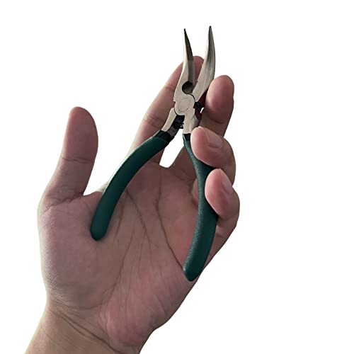 Small Fish Bone Pliers/Tweezers 5 Inches Bent Needlepoint Nickel Iron Salmon Pin Bone Pliers Tweezers for Salmonbone Removing, Plucking and Pulling Pin (Green) - color: Green