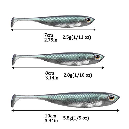 QualyQualy Soft Plastic Swimbait Paddle Tail Shad Lure Soft Bass Shad Bait Minnow Paddle Tail Swim Bait for Bass Trout Walleye Crappie - 2.75in, 3.14in, 3.94in, 5in - color: 4#, size: 3.94in - 5Pcs