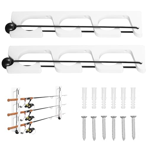 Wall Mount Fishing Rod Holders,3 Rod Holder Storage for Wall & Garage Storage Organizer Gear Equipment Gifts(O-shaped hole) - style: Thin style