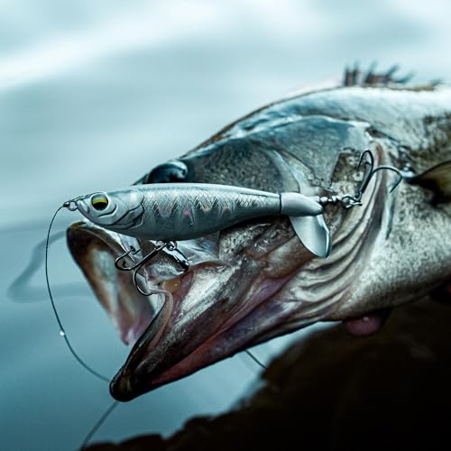 6th Sense – The Scramble Bass Fishing Topwater Fishing Lure with Rotating Tail - color: Ghost Smoke, size: 126mm