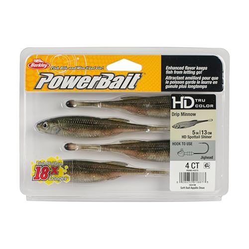 Berkley PowerBait Drip Minnow Fishing Soft Bait - color: HD Spottail Shiner, size: 5"