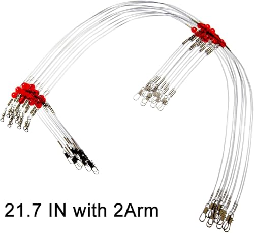 Fishing Leader Rigs Saltwater Tackle Rigs with Swivels Snaps, High Strength Wire Leaders Rigging Surf Fishing Gear Equipment for Lures Bait Hooks Catfish Walleye - color: Clear Nylon Leader, size: 12PCS, style: 2 Arm
